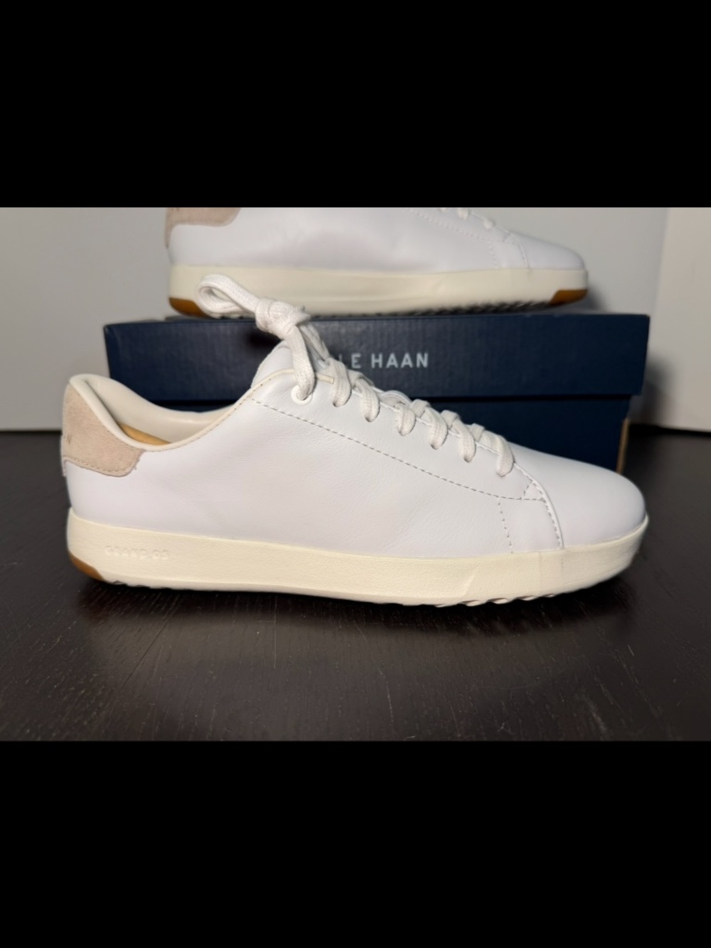 Cole Haan GrandPro Tennis Shoes Sneakers Leather White/Optic White Womans 6.5B